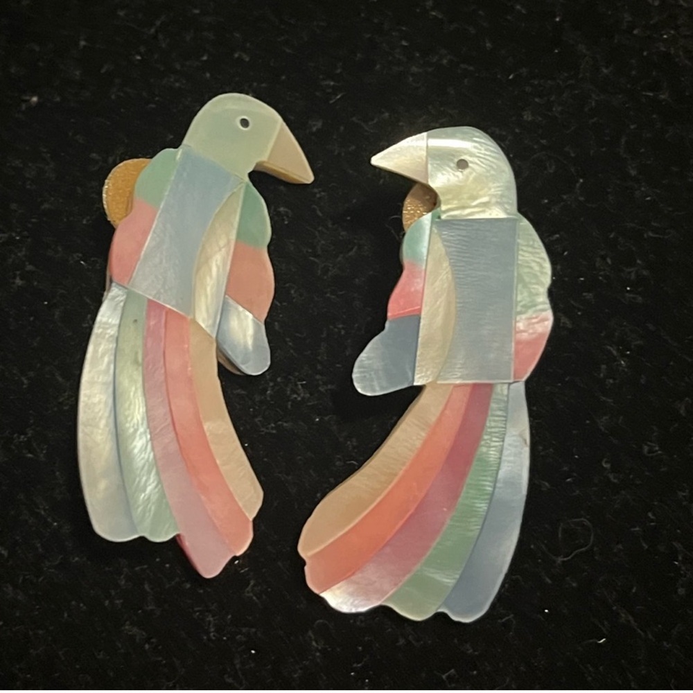 Pastel bird earrings - Picture 3 of 3